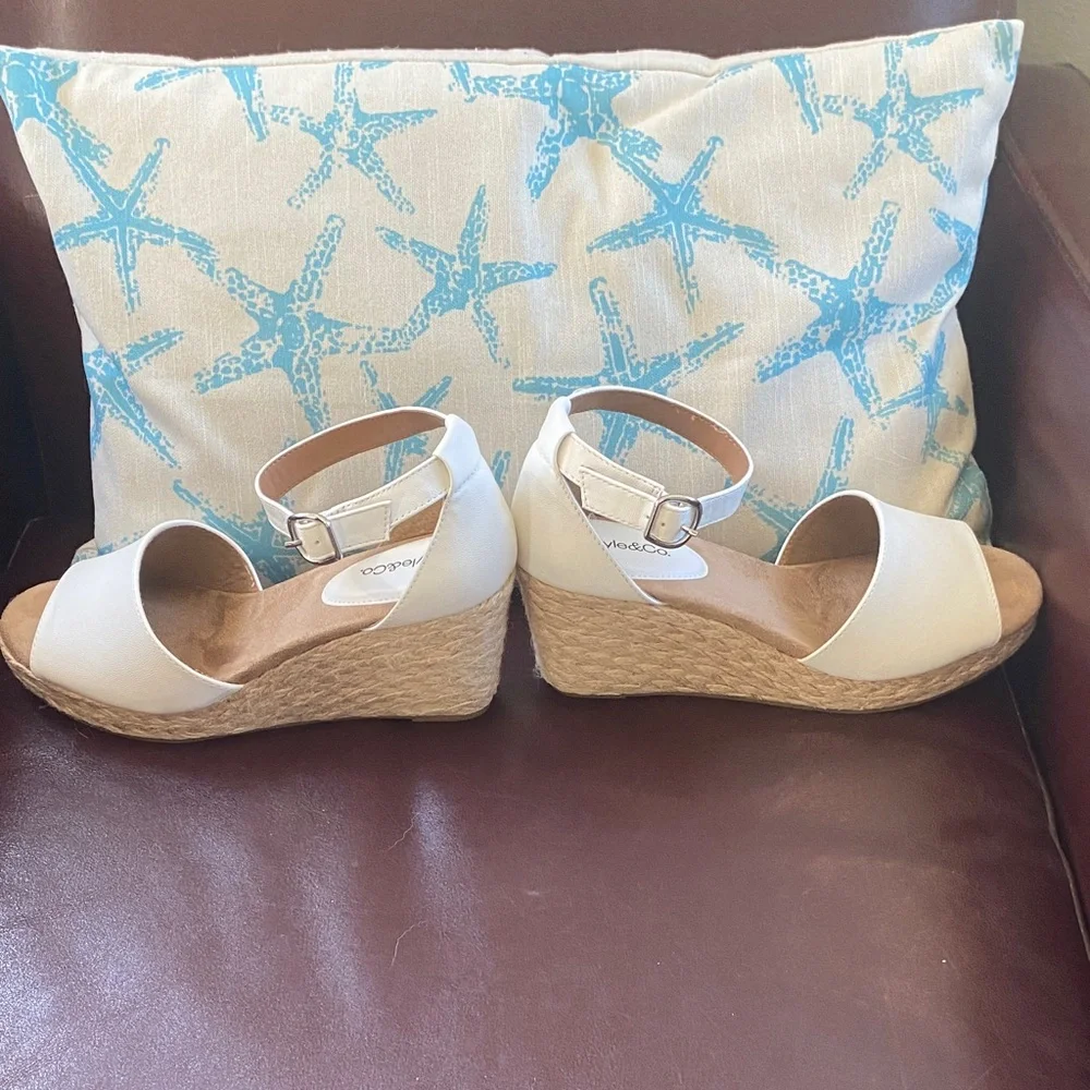 Style & Co. White Espadrille Wedge Sandals